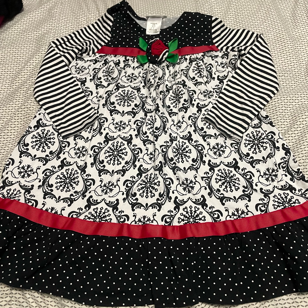 Beautiful Red, White, Green And Black Dress
